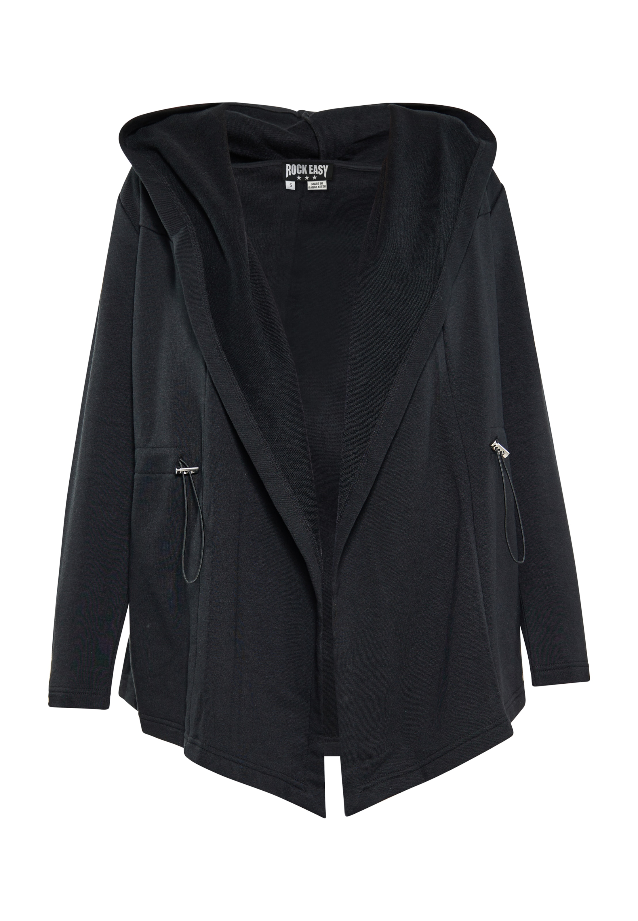 ROCKEASY Sweatjacke in Schwarz: Vorderseite
