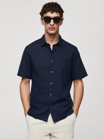 MANGO MAN Regular fit Button Up Shirt 'Ants' in Blue: front