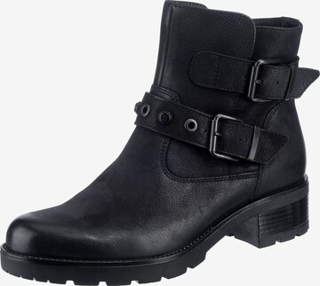 Klondike Lace-Up Ankle Boots in Black: front