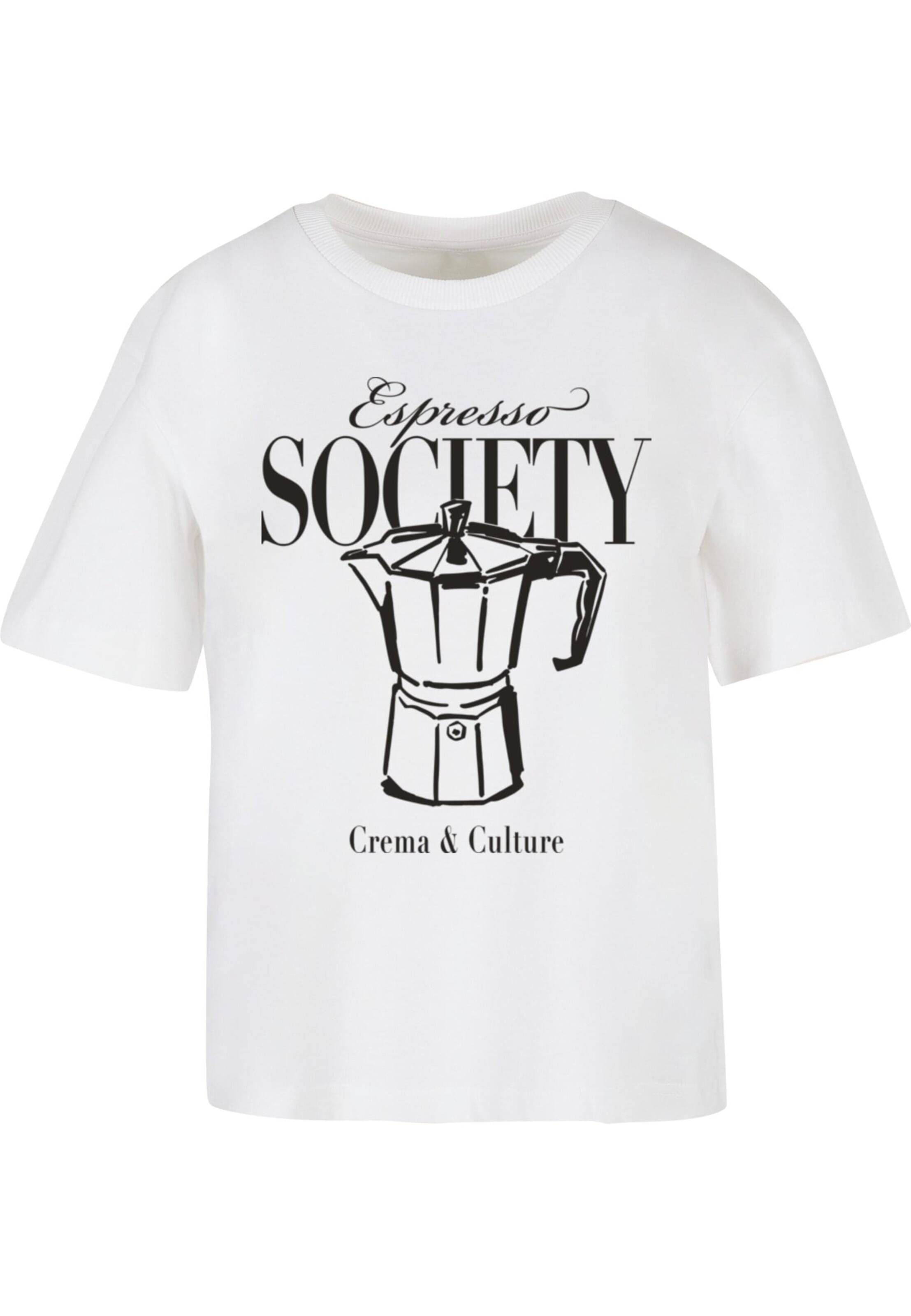 Miss Tee Shirt 'Espresso Society' in Wit: voorkant