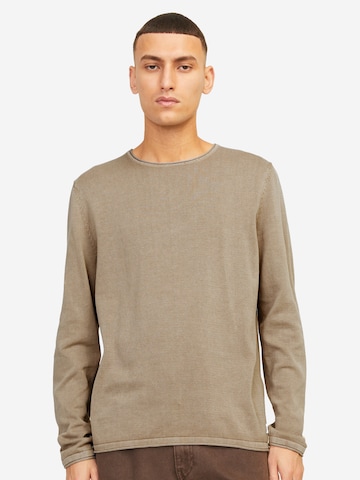 JACK & JONES Regularny krój Sweter 'JJLeo' w kolorze brązowy