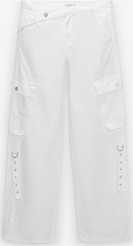 Pull&BearWide Leg/ Široke nogavice Cargo hlače - bijela boja: prednji dio