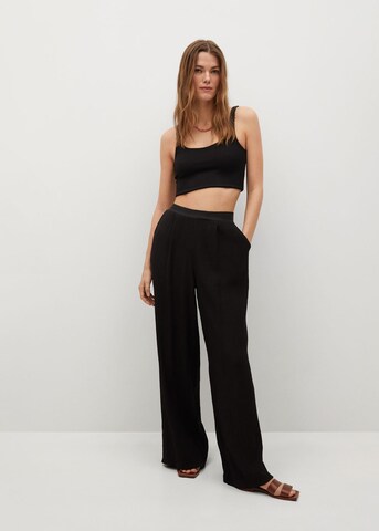 MANGO Wide Leg Hose 'Sporty' in Schwarz