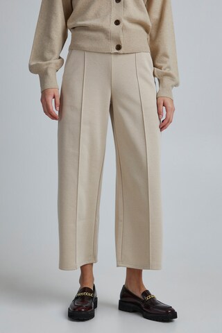 ICHI Wide Leg Hose 'Nevelin' in Beige: Vorderseite