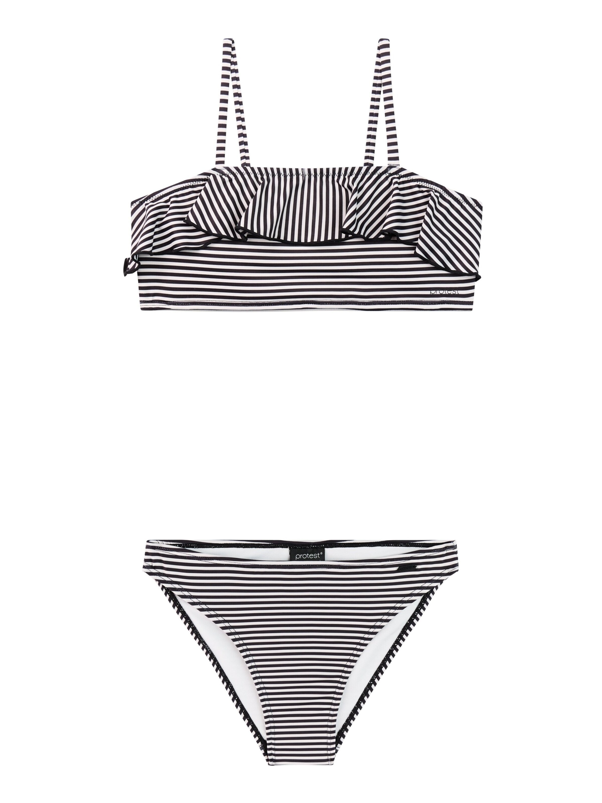 PROTEST Bralette Bikini 'PRTStripes JR' in Black: front