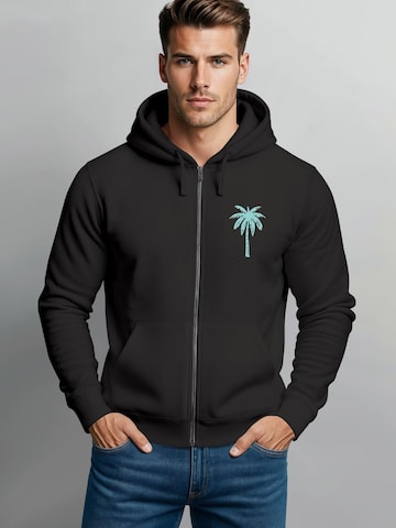 Neverless Zip-Up Hoodie 'Palme' in Black