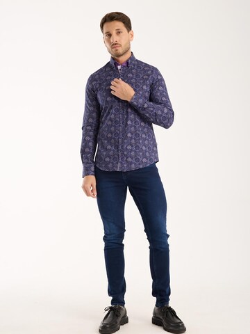 Slim fit Camicia business 'Donatello Poplin' di 7Camicie in blu
