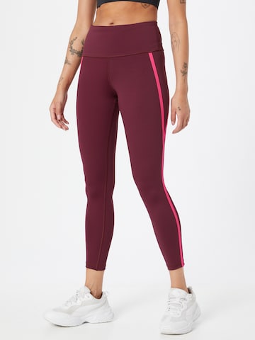 Reebok Skinny Workout Pants in Red: front