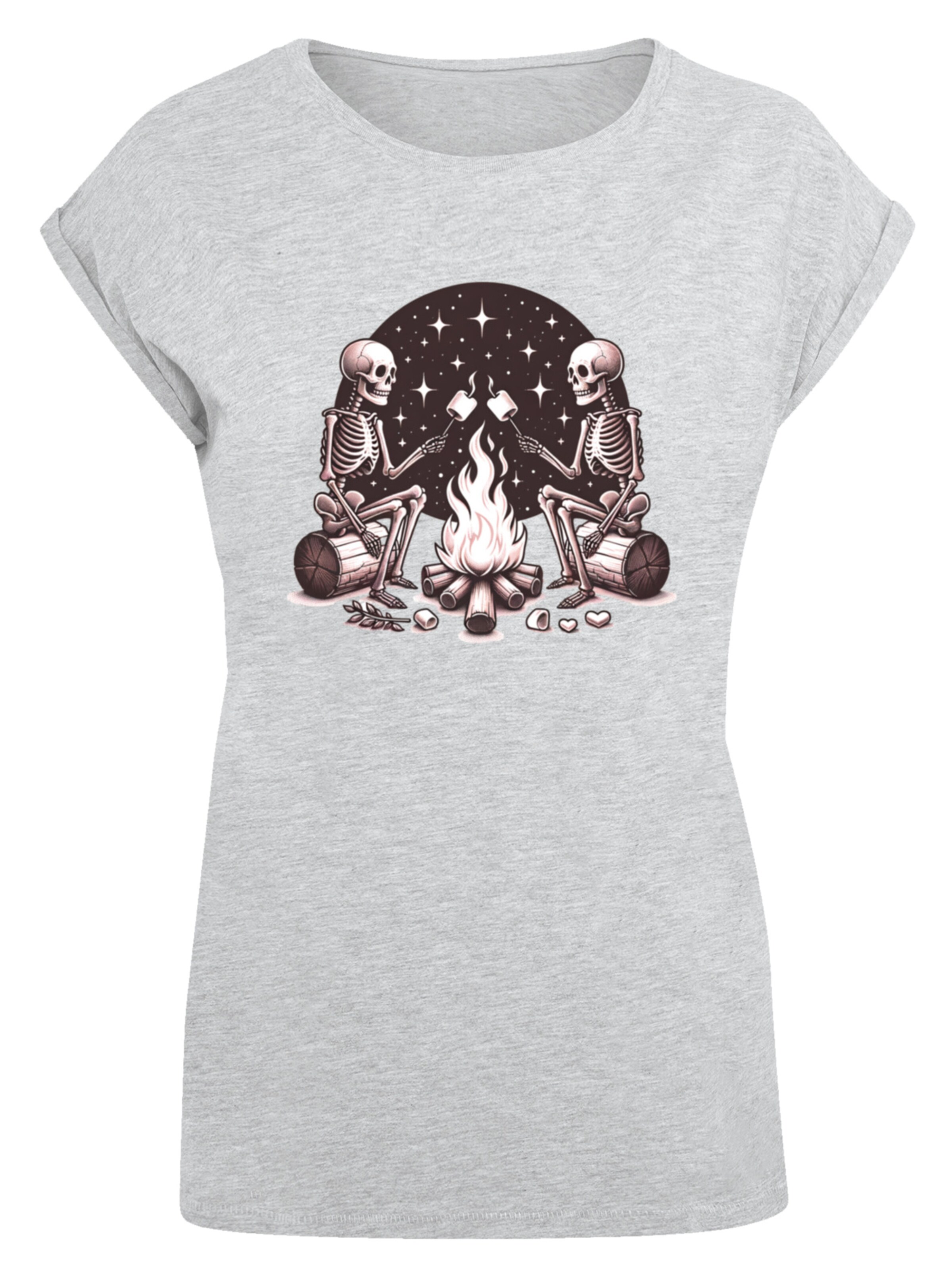 F4NT4STIC Shirt 'Skelette Lagerfeuer Marshmallow' in Grey: front