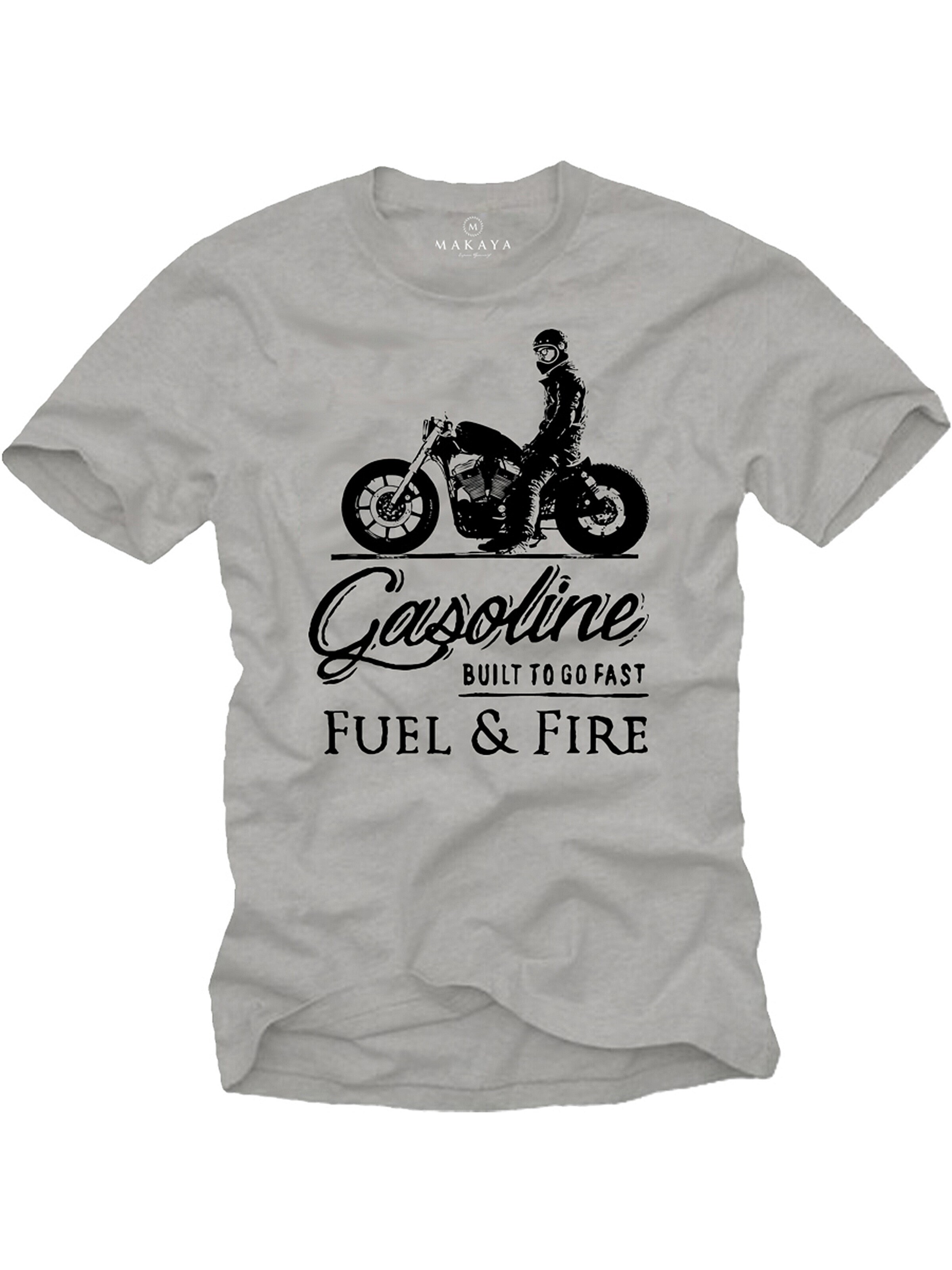 MAKAYA Shirt 'Gasoline Biker' in Grey: front