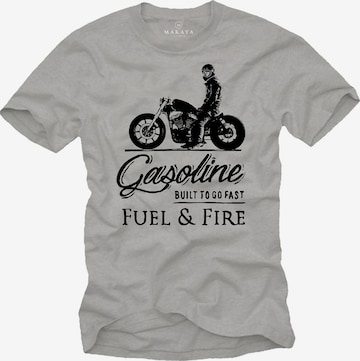 MAKAYA Shirt 'Gasoline Biker' in Grey: front