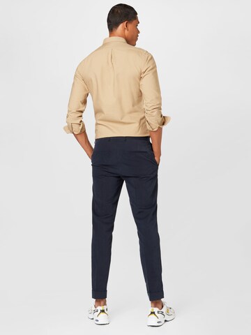 Oscar Jacobson Tapered Pleated Pants 'Denz' in Blue