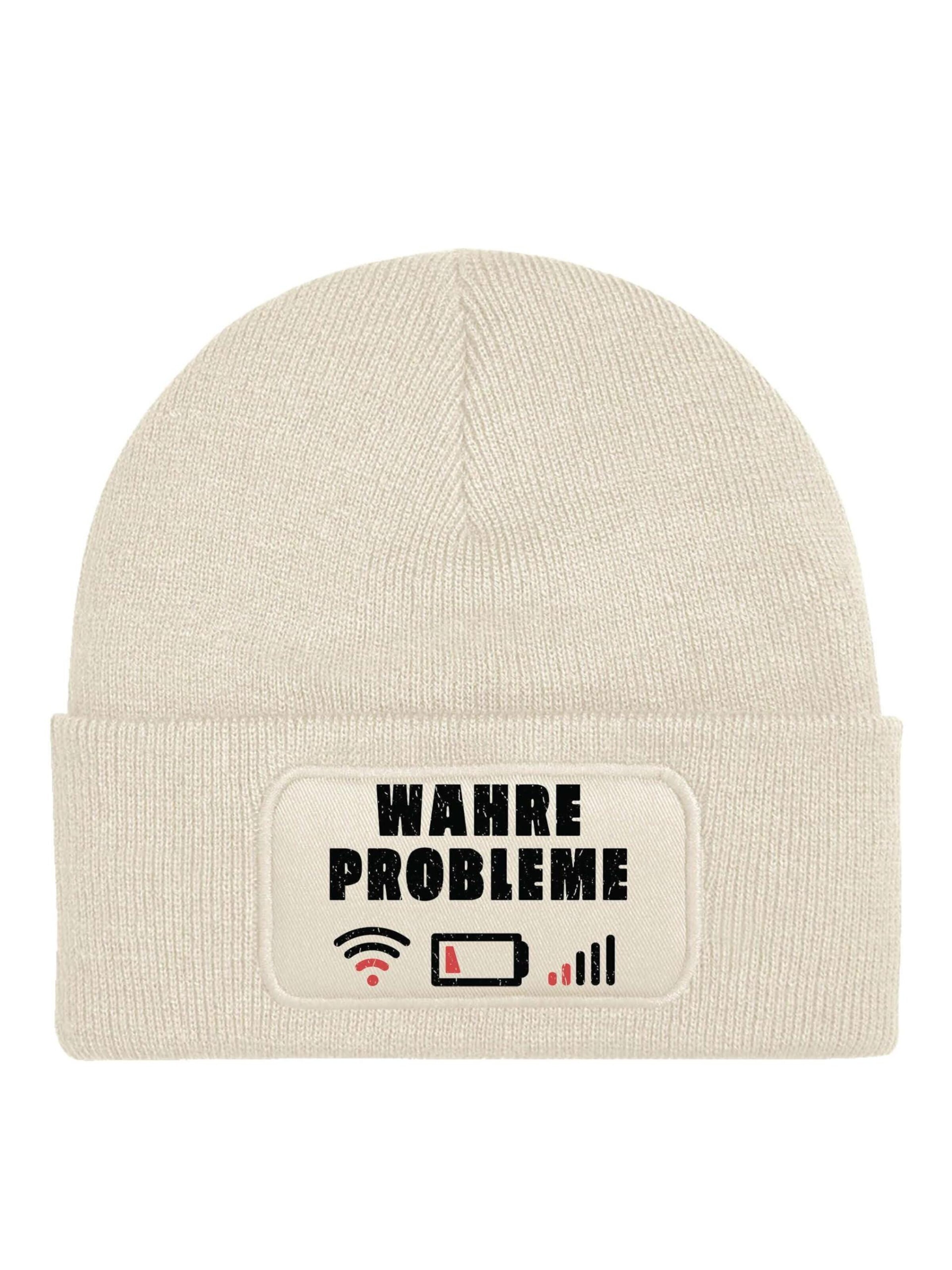 Youth Designz Mütze 'Wahre Probleme'‌‌‌‌‌‌‌‌ in Beige: Vorderseite