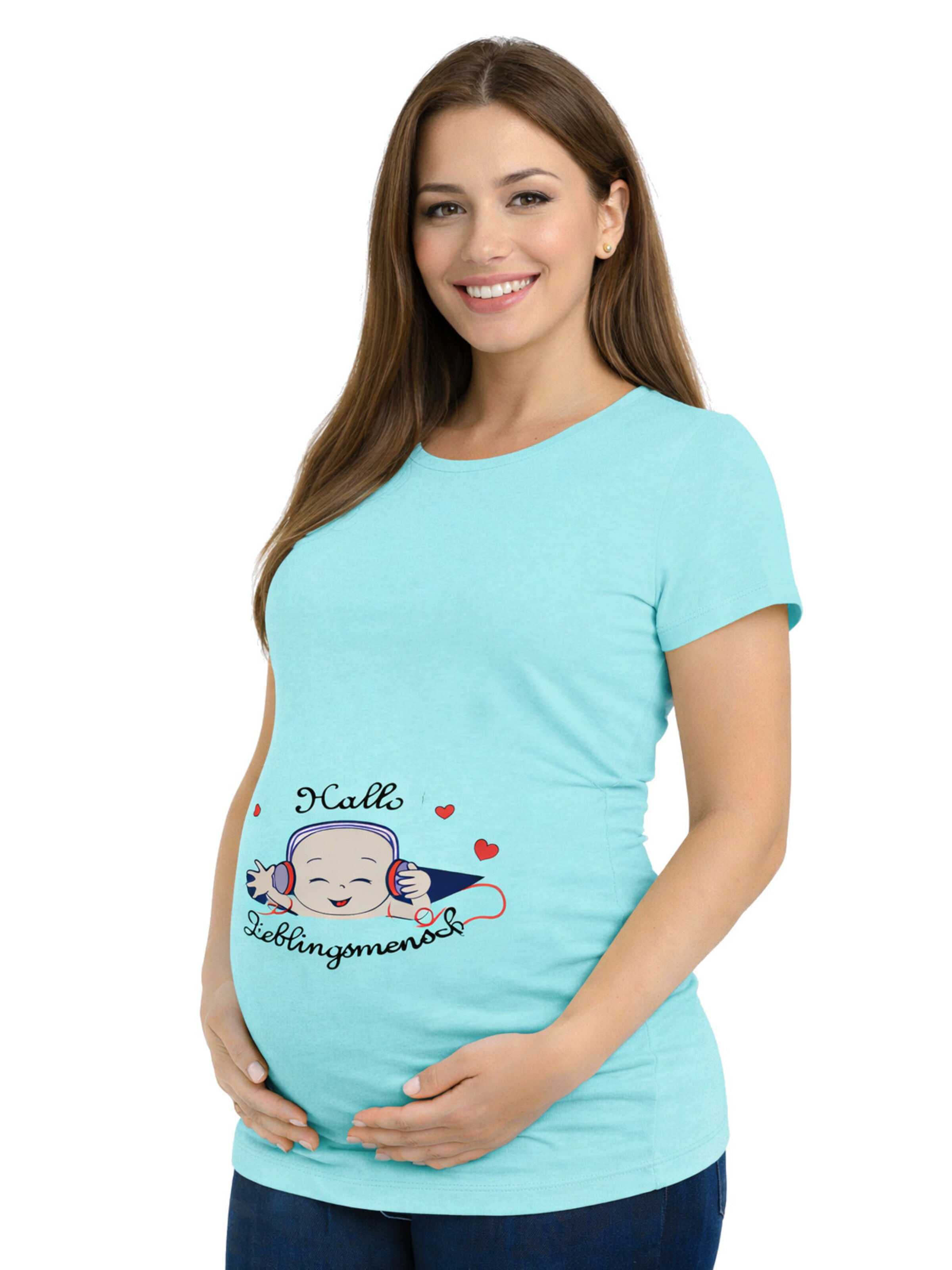 M.M.C. Shirt 'Hallo Lieblingsmensch Umstandsshirt' in Blue