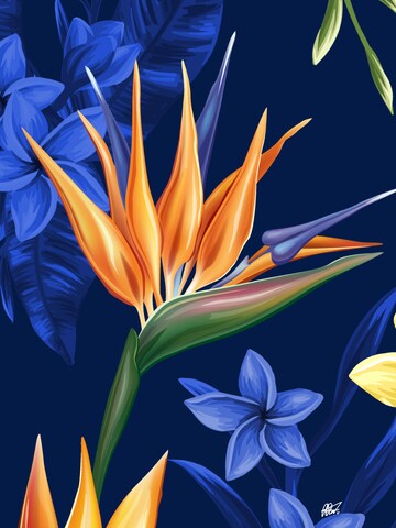 Hawaiihemdshop.de Regular fit Overhemd 'Flowerful Summer' in Blauw