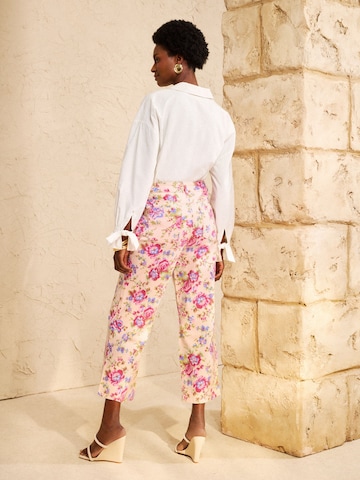 love & roses - Perna larga Calças de ganga em rosa