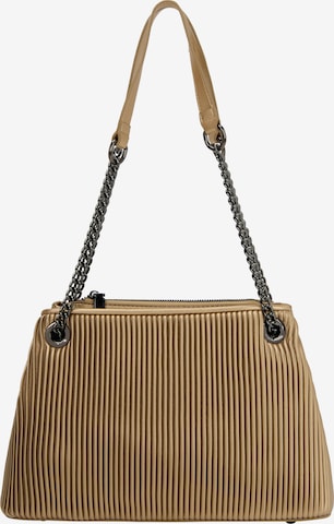 Borsa a spalla di faina in beige: frontale