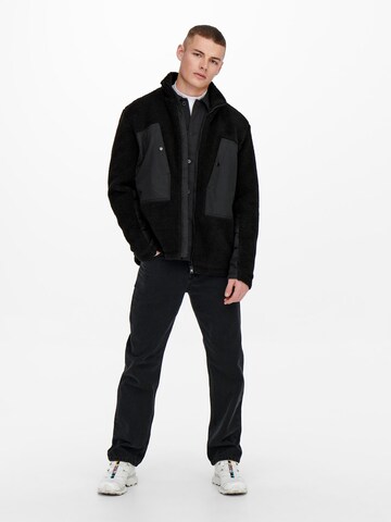 Only & Sons Fleecejacke in Schwarz