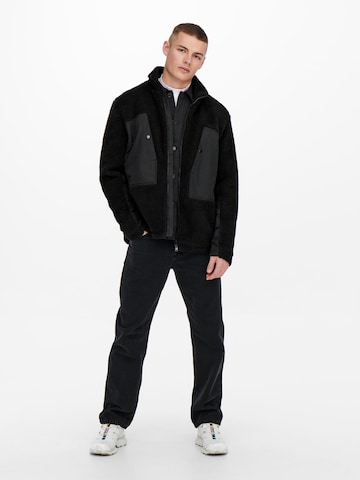 Only & Sons Fleece Jacket in Black