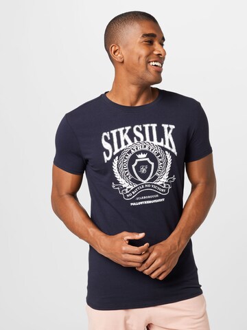 SikSilk Póló 'Varsity' - kék: elől