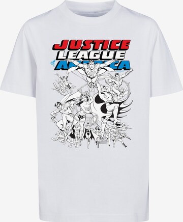 T-Shirt 'DC Comics Justice League Superhelden Mono Action Pose' F4NT4STIC en blanc : devant