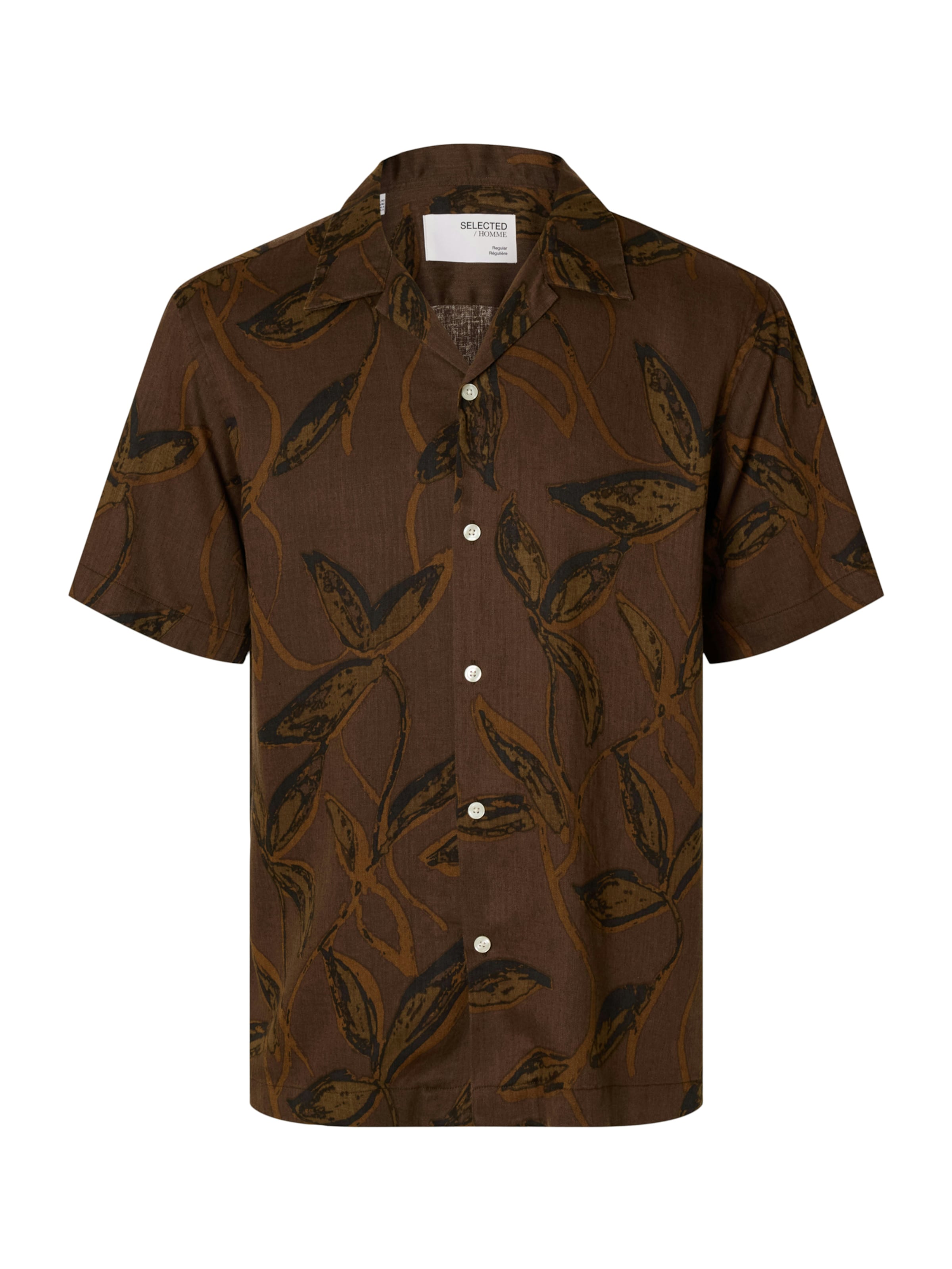SELECTED Regular fit Button Up Shirt 'SLHNoa' in Brown: front