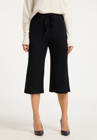 Wide leg Pantaloni de la usha BLACK LABEL pe negru: față