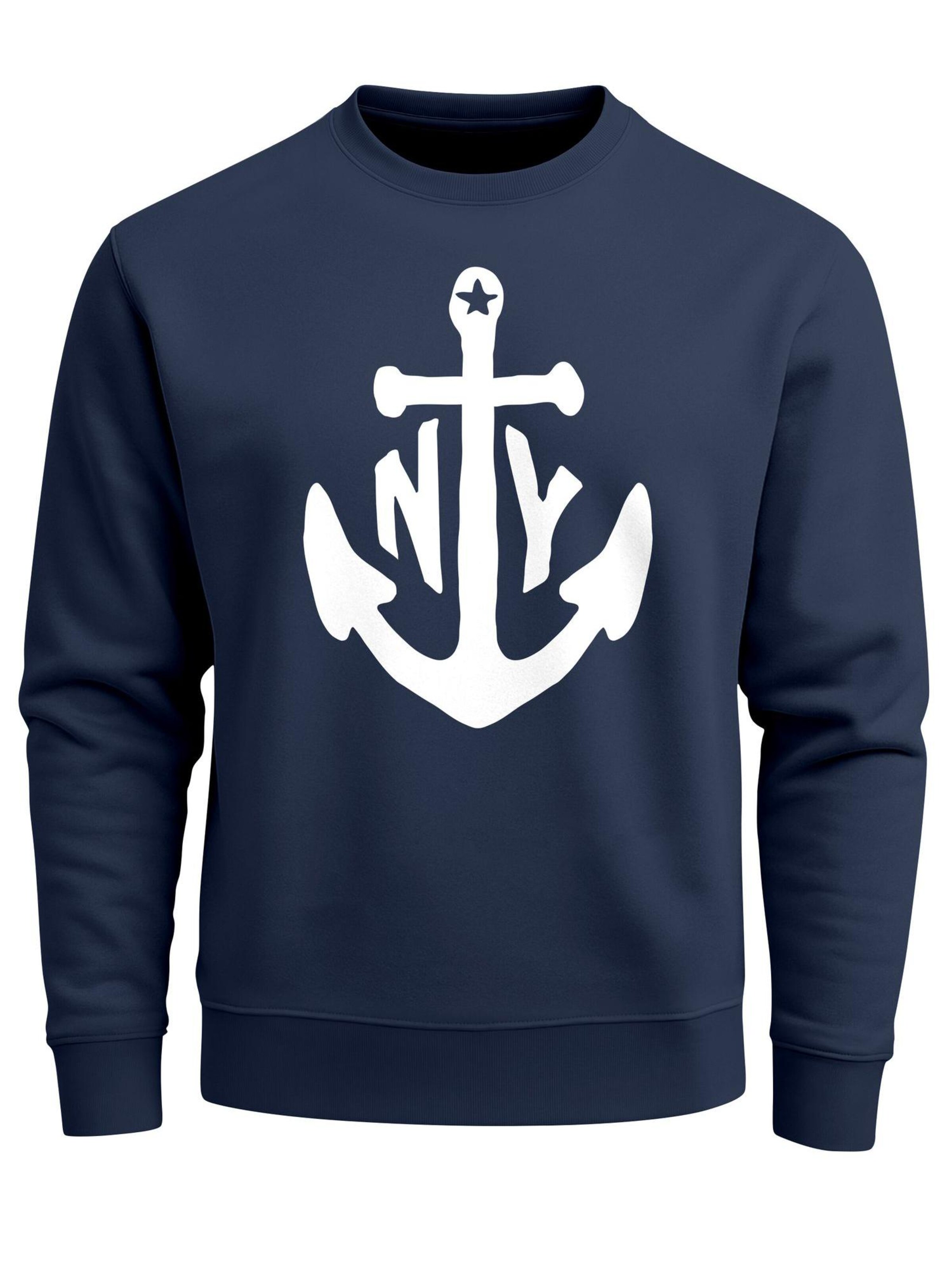 Neverless Sweatshirt 'NY Anker'‌‌‌‌ in Blau: Vorderseite