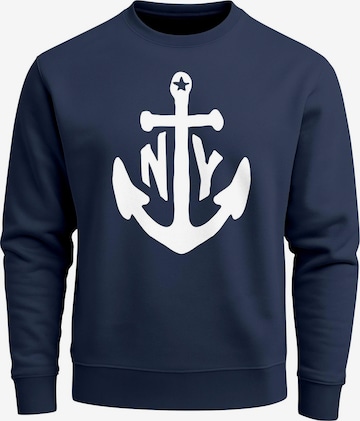 Neverless Sweatshirt 'NY Anker' in Blau: Vorderseite