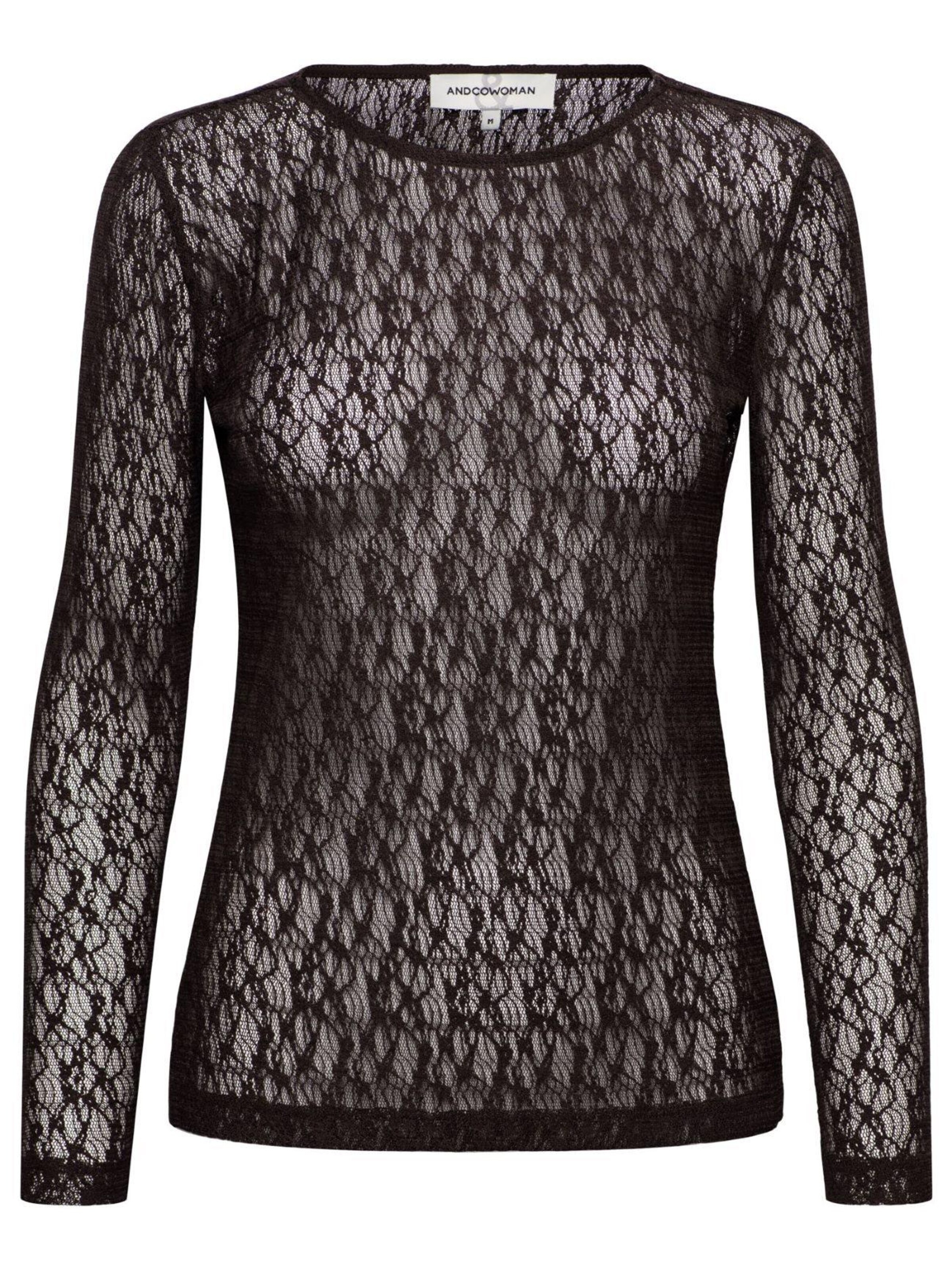&co woman Shirt '&Co woman Tris Lace dark brown' in Brown: front