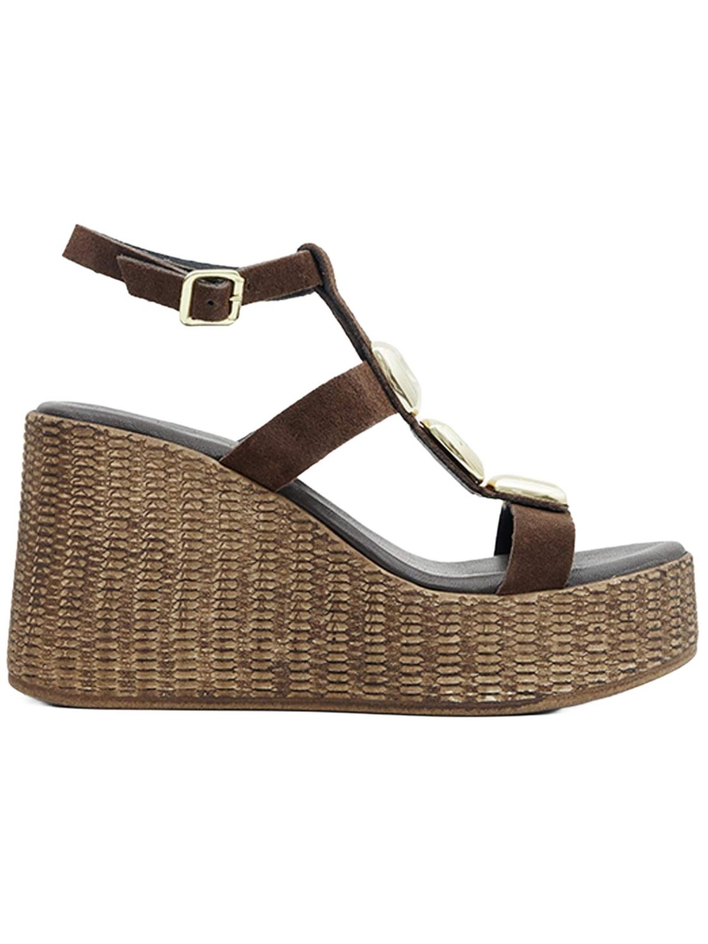 Sandales à lanières 'Keilsandalen' Desa en marron