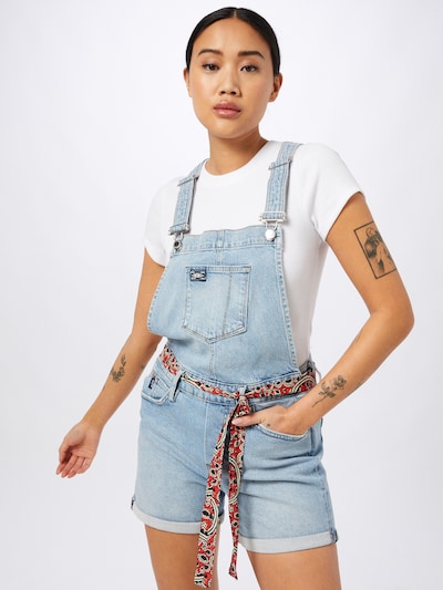 Superdry Salopette en jean en bleu denim, Vue avec modèle