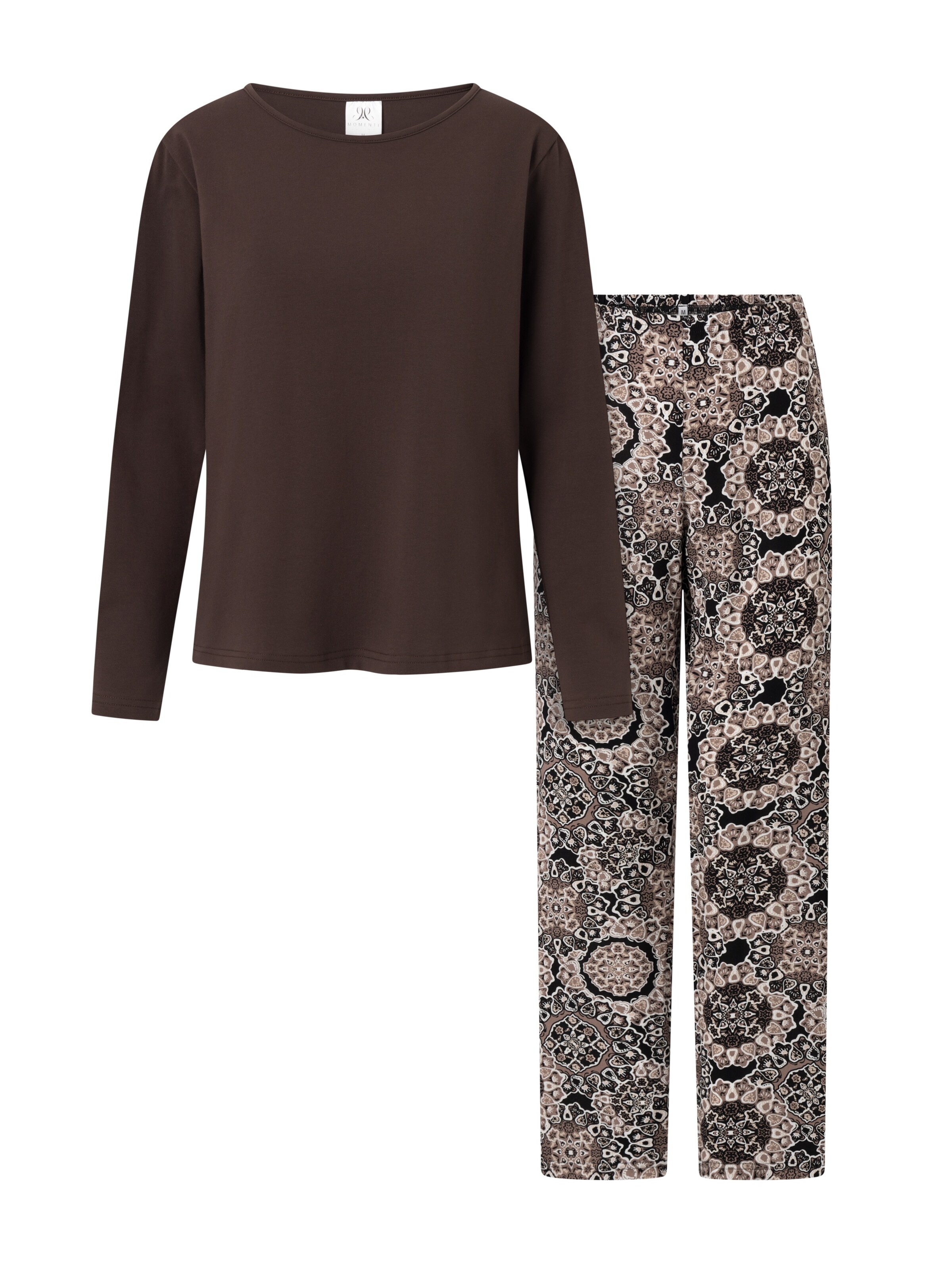 Momenti Per Me Pyjama 'Boho Cafe' in Bruin: voorkant