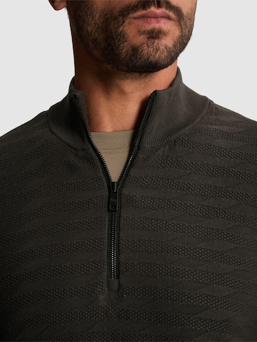 CAST IRON Sweater 'Pullover with half-zip and allover texture' in Grey