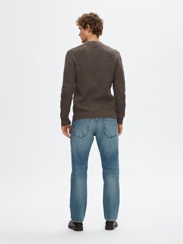 SELECTED HOMME Pullover 'LAND' in Braun