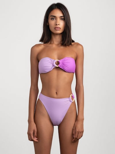 Flavia Valentini Bikini 'Athena Wooden Bikini Set - Lilac' en XS en violet pastel, Vue avec produit