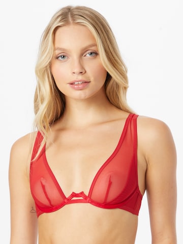 Scandale éco-lingerie Triangel BH 'Le Plunge' i rød: forside