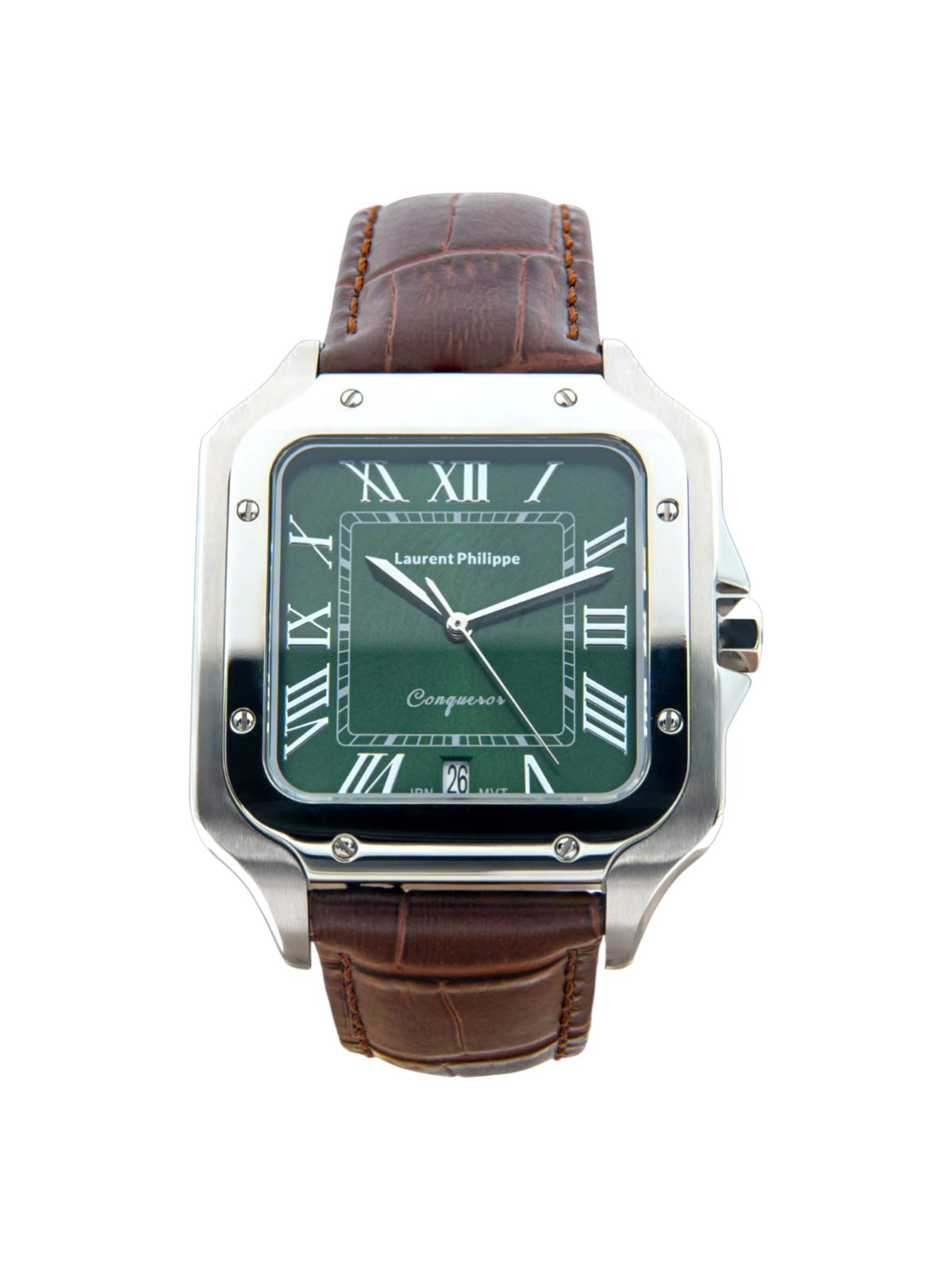 Laurent Philippe - Reloj analógico 'Conqueror Emerald – Brun du Palais' en marrón: frente