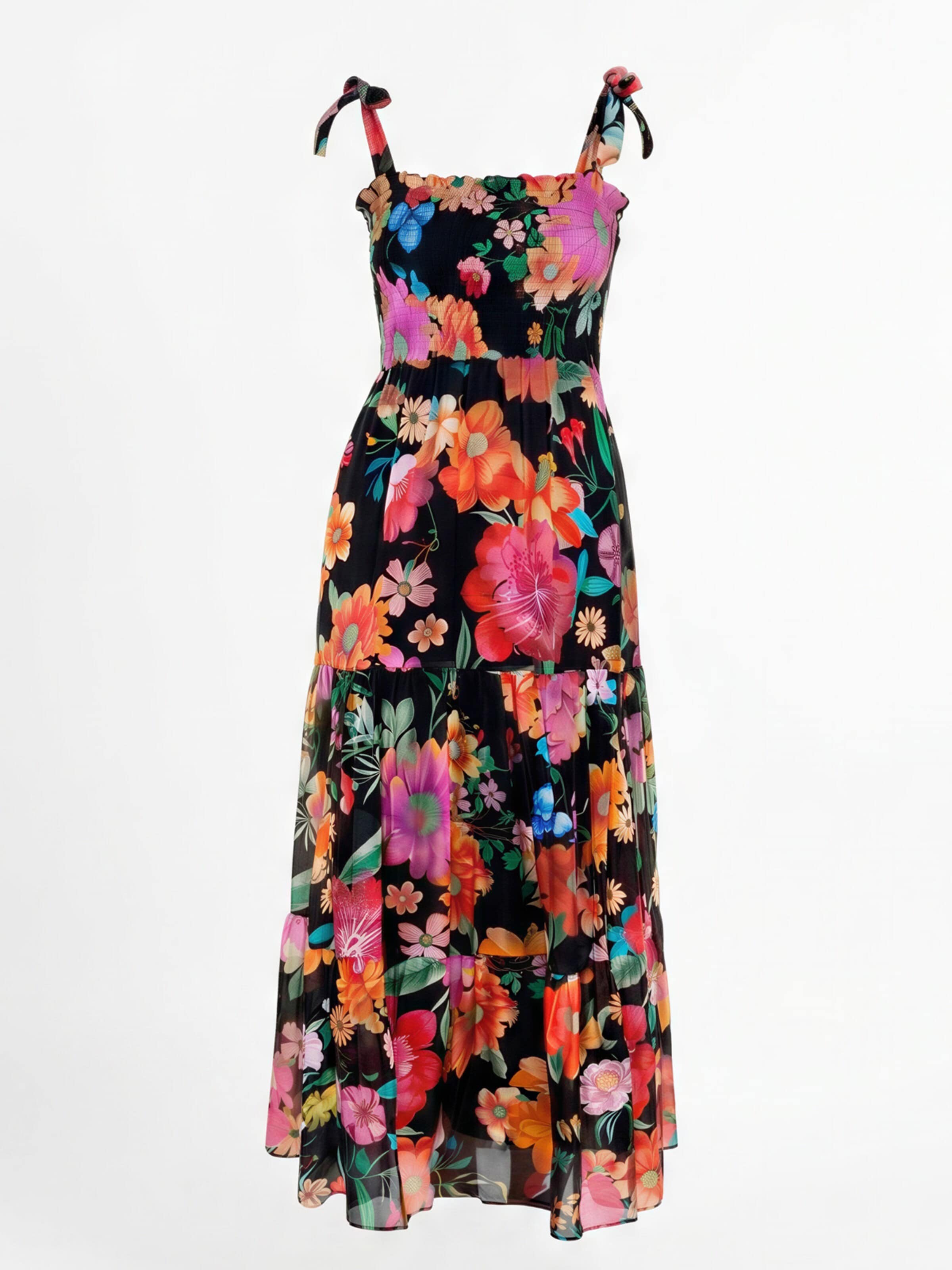 Introvertie VIENNA - Vestido de verano 'Girl Got Pockets Silk Linen Shirred Maxi Dress' en negro: frente