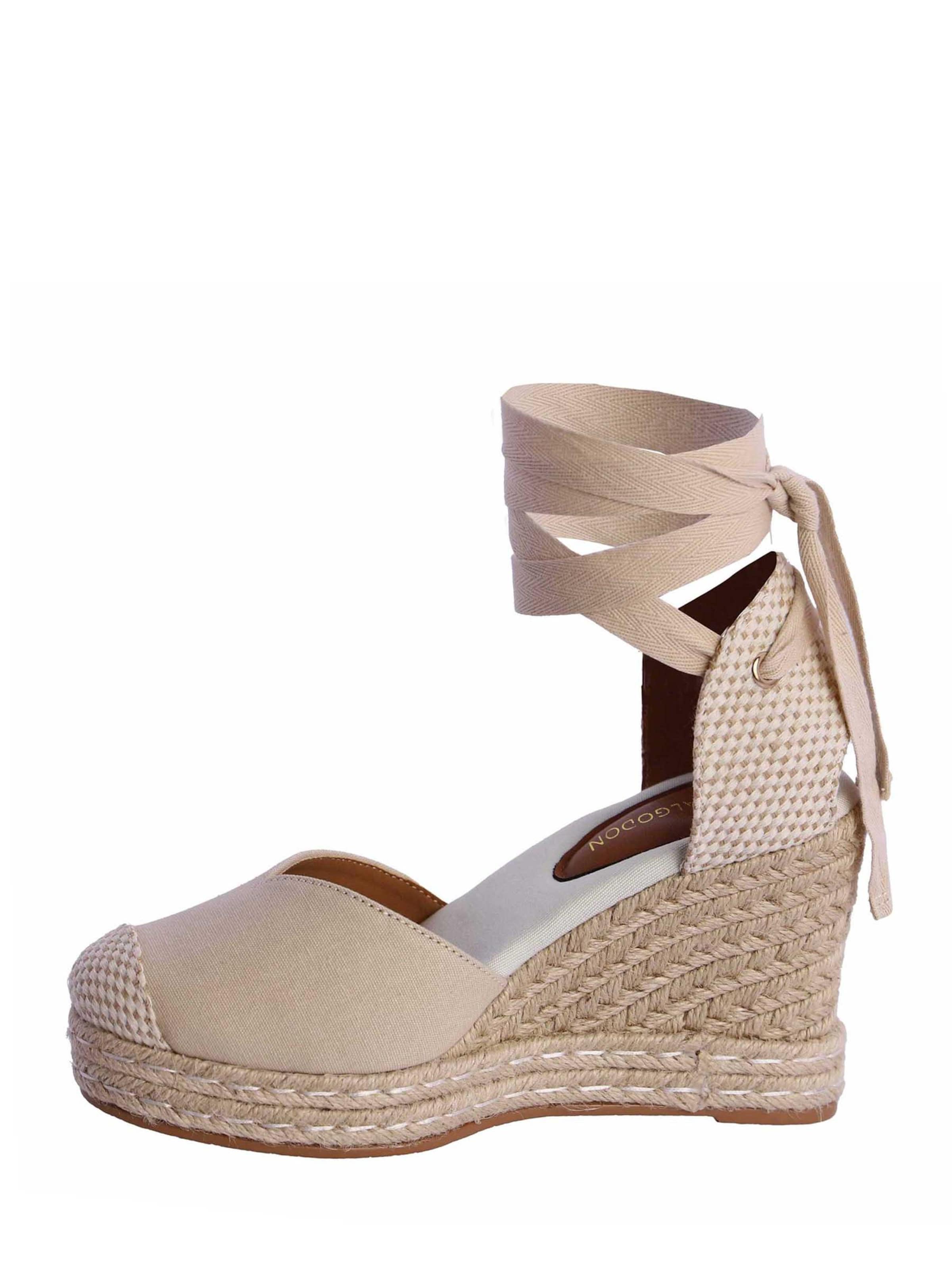Don Algodon - Zapatos destalonado 'Alpargata para mujer DON ALGODON Sari de piel sintética con lazada' en beige