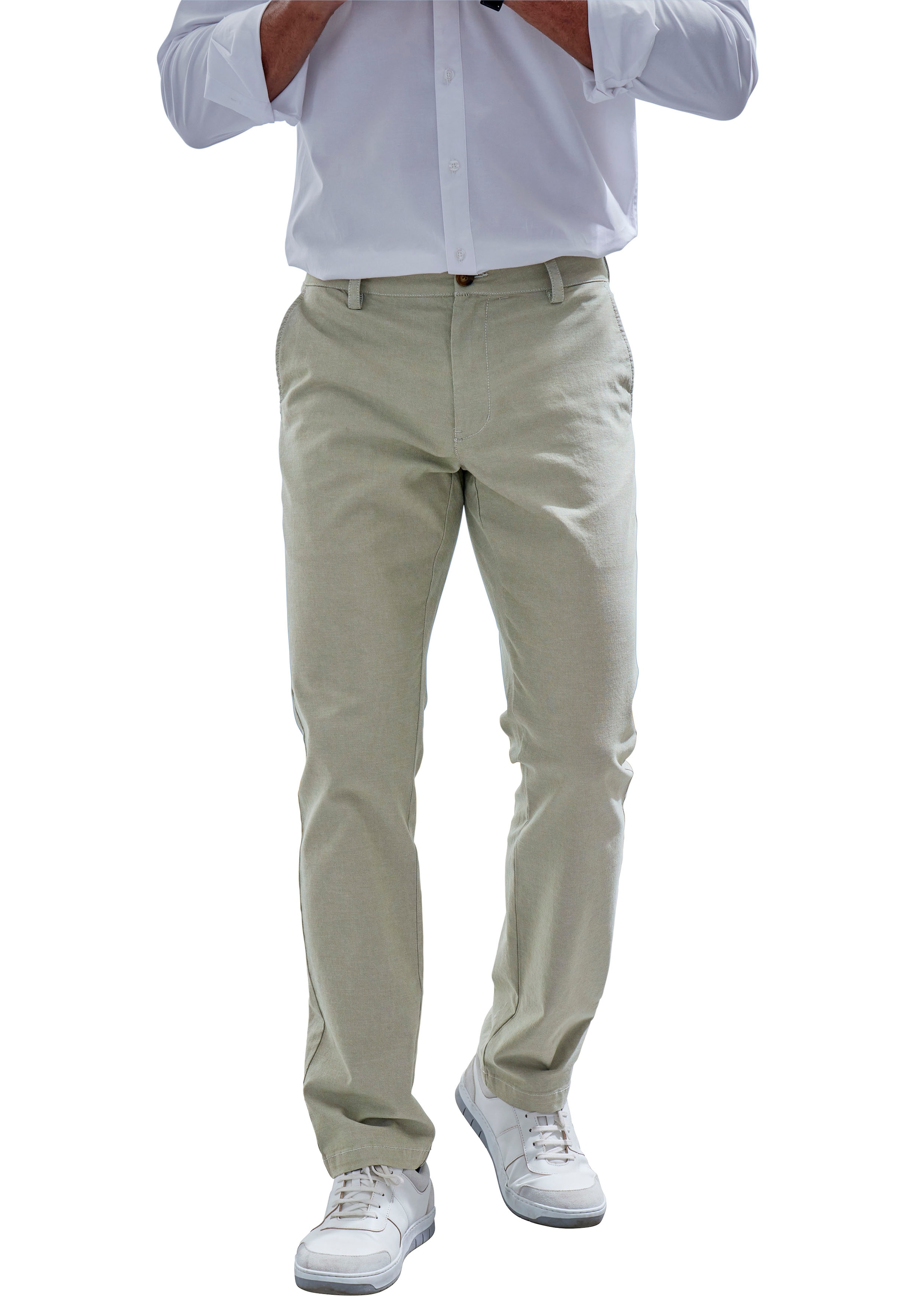 JOHN DEVIN Regular Chino Pants 'Oxford' in Green: front