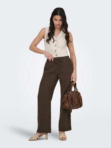 JDY Wide leg Trousers 'JDYTheis' in Brown