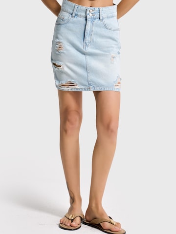 Jupe 'RIPPED MINI DENIM SKIRT' IT'S BASIC en bleu