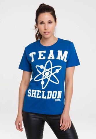 LOGOSHIRT Shirt 'TBBT – Team Sheldon' in Blauw: voorkant
