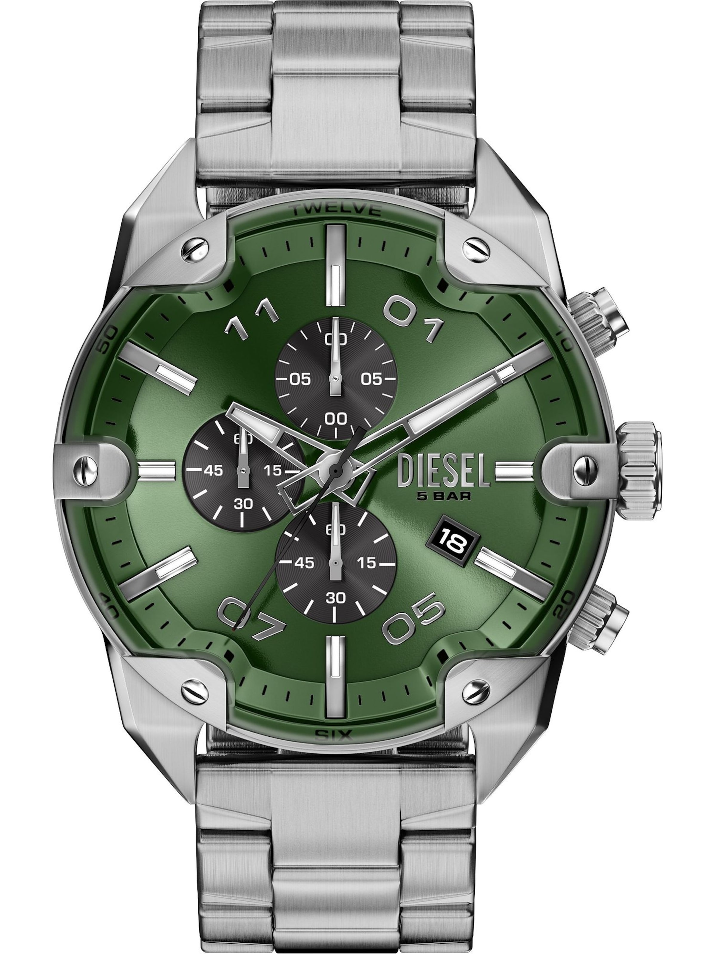 DIESEL Analoguhr in Silber: Vorderseite