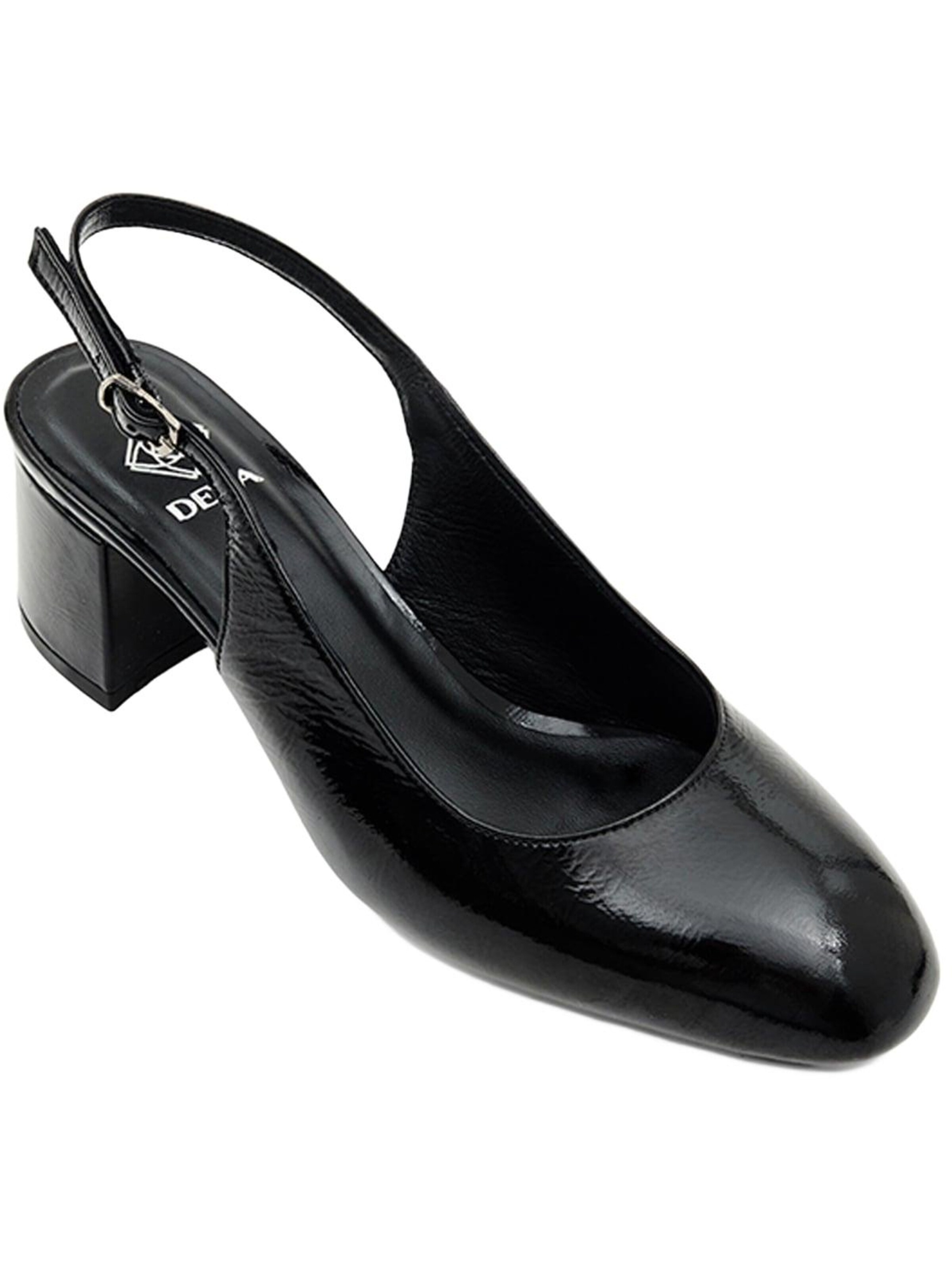 Desa - Zapatos destalonado 'DESA Damen-Slingback-Schuhe aus Lackleder mit Blockabsatz' en negro
