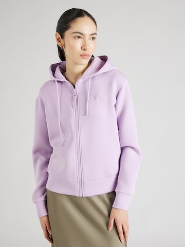 GUESS Athletic Zip-Up Hoodie 'ALLIE' in Purple: front