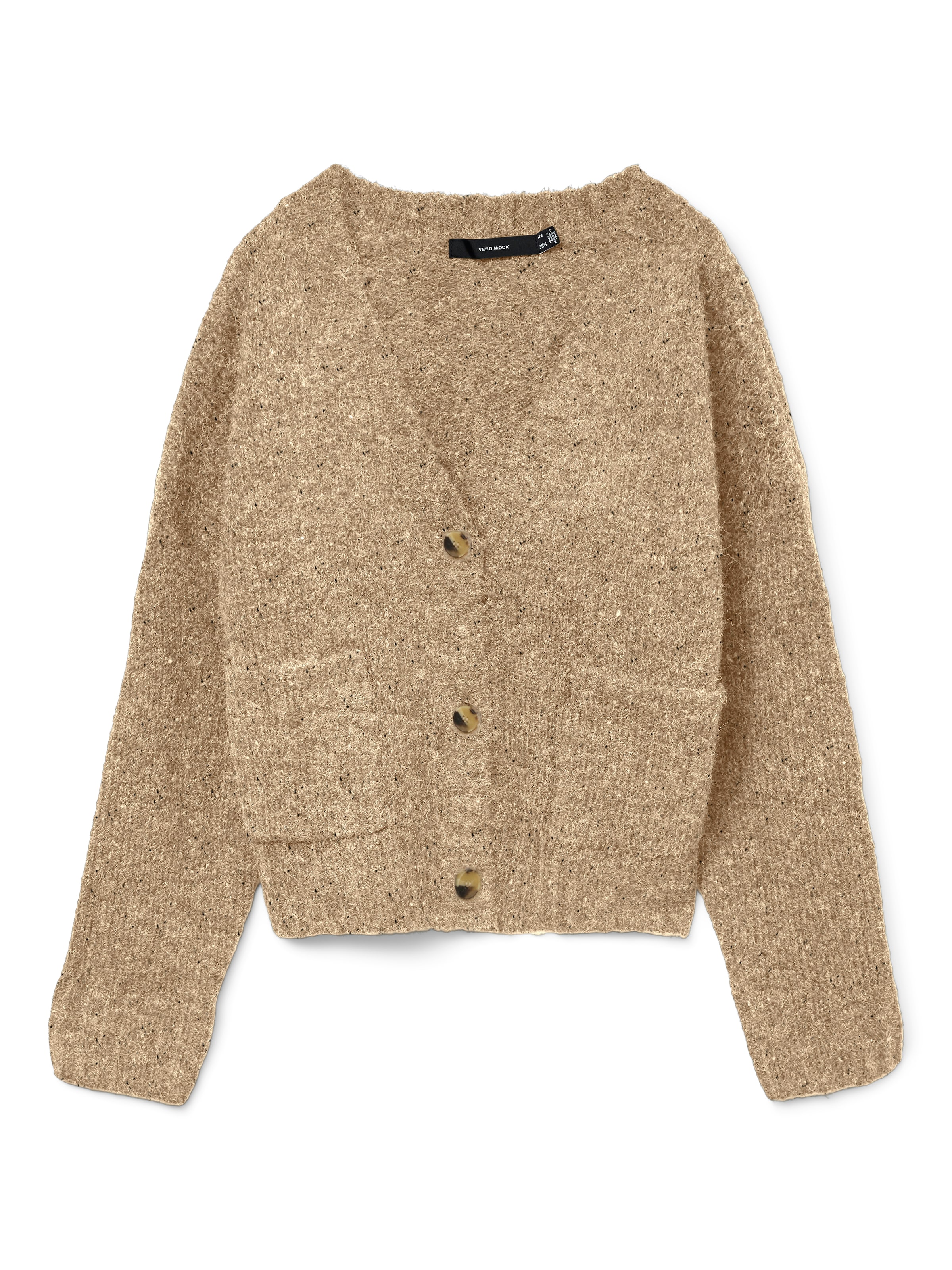 VERO MODA Πλεκτή ζακέτα σε καφέ: μπροστά