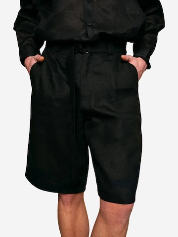 Giesto - Loosefit Calças com pregas em preto: frente