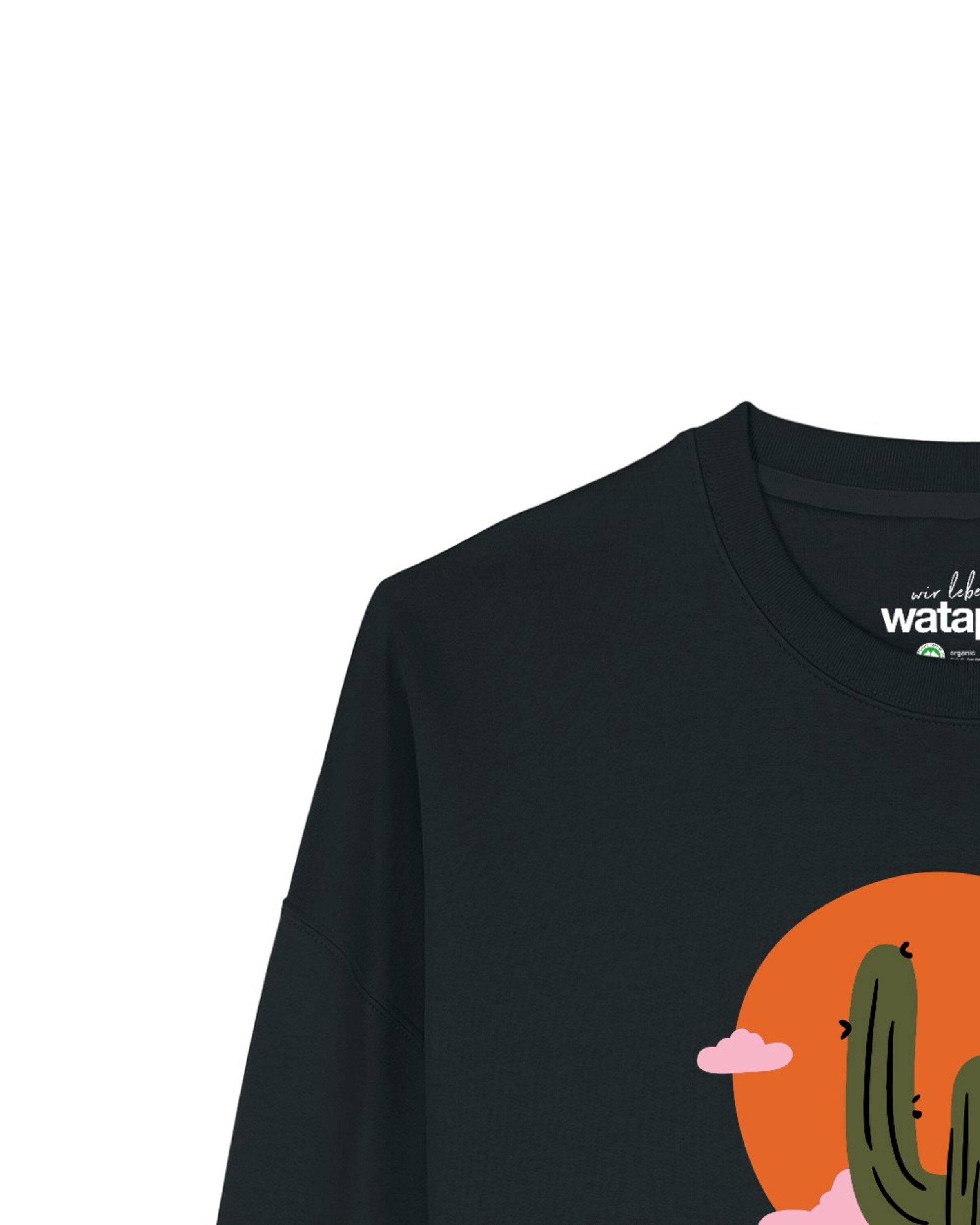 Watapparel Sweatshirt 'Kaktus im Sonnenuntergang ' in Zwart